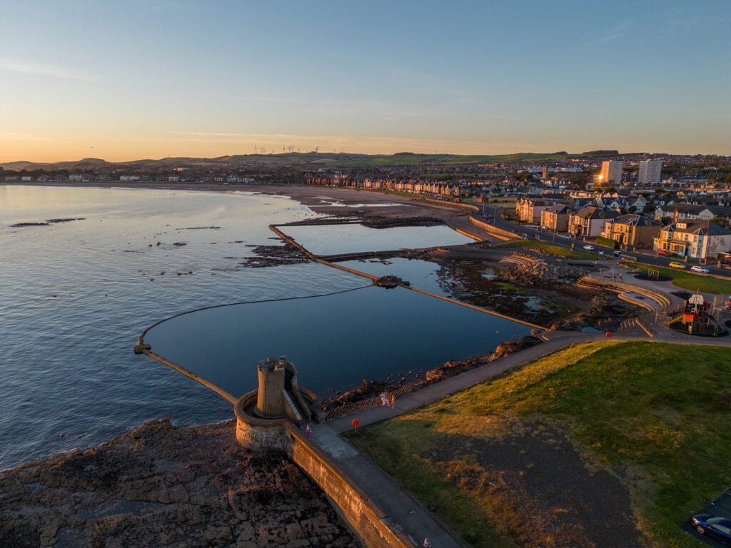 The site of the former bathing place in November 2022. Photo by Three Towns Explored.